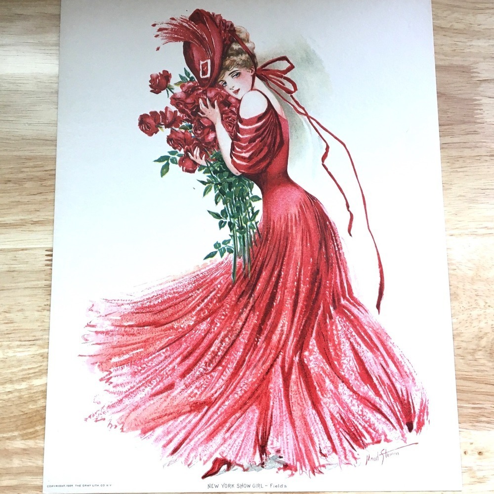 Maud Stumm 1907 New York Show Girl Field's Antique Lithograph